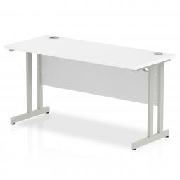 Impulse 1400x600mm Straight Desk White Top Silver MI002197