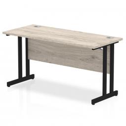 Impulse 1400 x 600mm Straight Desk Grey Oak Top Black Cantilever Leg MI003352