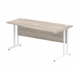 Impulse 1400x600mm Straight Desk Grey Oak Top Silver I003103