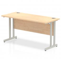 Impulse 1400 x 600mm Straight Desk Maple Top Silver Cantilever Leg MI002423