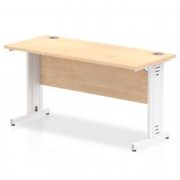 Impulse 1400 x 600mm Straight Desk Maple Top White Cable Managed Leg MI002508