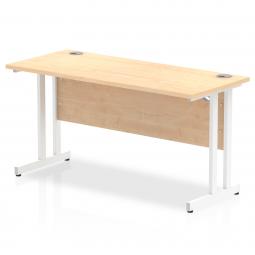 Impulse 1400 x 600mm Straight Desk Maple Top White Cantilever Leg MI002428