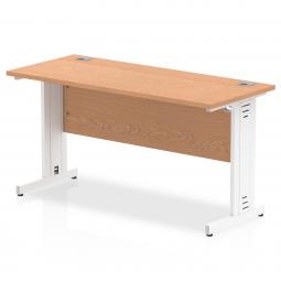 Impulse 1400 x 600mm Straight Desk Oak Top White Cable Managed Leg MI002734