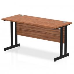 Impulse 1400 x 600mm Straight Desk Walnut Top Black Cantilever Leg MI003262