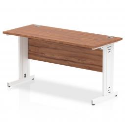 Impulse 1400 x 600mm Straight Desk Walnut Top White Cable Managed Leg MI002006