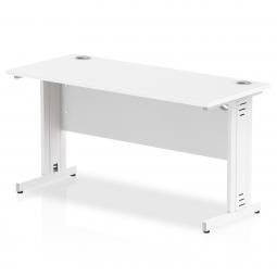 Impulse 1400 x 600mm Straight Desk White Top White Cable Managed Leg MI002282