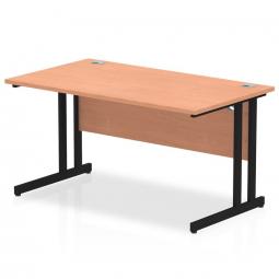 Impulse 1400 x 800mm Straight Desk Beech Top Black Cantilever Leg MI003198