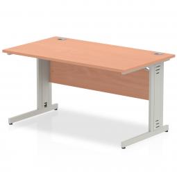 Impulse 1400x800mm Straight Desk Beech Top Silver I000460