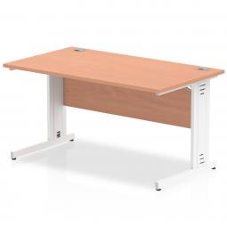 Impulse 1400 x 800mm Straight Desk Beech Top White MI001755