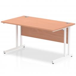 Impulse 1400x800mm Straight Desk Beech Top White MI001675