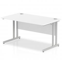 Impulse 1400x800mm Straight Desk White Top Silver I000306