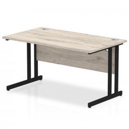 Impulse 1400 x 800mm Straight Desk Grey Oak Top Black Cantilever Leg MI003348