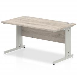 Impulse 1400x800mm Straight Desk Grey Oak Top Silver I003102