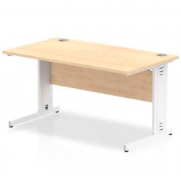 Impulse 1400 x 800mm Straight Desk Maple Top White Cable Managed Leg MI002498