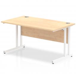 Impulse 1400 x 800mm Straight Desk Maple Top White Cantilever Leg MI002418