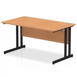 Impulse 1400 x 800mm Straight Desk Oak Top Black Cantilever Leg MI003288