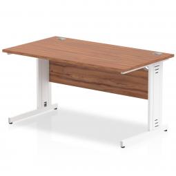 Impulse 1400 x 800mm Straight Desk Walnut Top White Cable Managed Leg MI001996