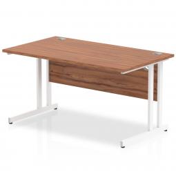 Impulse 1400 x 800mm Straight Desk Walnut Top White MI001906