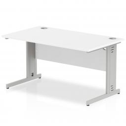 Impulse 1400x800mm Straight Desk White Top Silver I000479