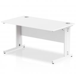 Impulse 1400 x 800mm Straight Desk White Top White Cable Managed Leg MI002272