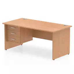 Dynamic Impulse W1600 x D800 x H730mm Straight Office Desk Panel End Leg With 1 x 3 Drawer Fixed Pedestal Oak Finish - MI002708