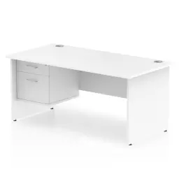 Dynamic Impulse W1600 x D800 x H730mm Straight Office Desk Panel End Leg With 1 x 2 Drawer Fixed Pedestal White Finish - MI002252