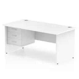 Dynamic Impulse W1600 x D800 x H730mm Straight Office Desk Panel End Leg With 1 x 3 Drawer Fixed Pedestal White Finish - MI002256