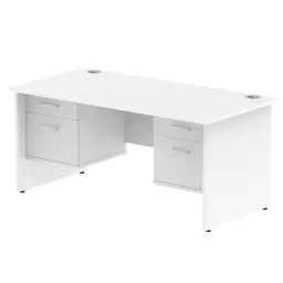 Dynamic Impulse W1600 x D800 x H730mm Straight Office Desk Panel End Leg With 2 x 2 Drawer Double Fixed Pedestal White Finish - MI002260