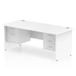 Dynamic Impulse W1600 x D800 x H730mm Straight Office Desk Panel End Leg With 1 x 2 and 1 x 3 Drawer Double Fixed Pedestal White Finish - MI002268