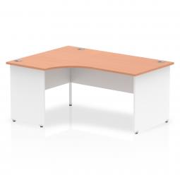 Dynamic Impulse 1600mm Left Crescent Desk Beech Top White Panel End Leg TT000027