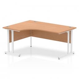 Impulse Contract Left Hand Crescent Radial Cantilever Desk W1600 x D1200 x H730mm Oak Finish/White Frame - I002844