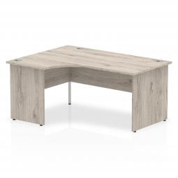 Impulse 1600mm Left Crescent Desk Grey Oak Top Panel End Leg I003141