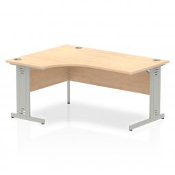 Dynamic Impulse 1600mm Left Crescent Desk Maple Top Silver Cable Managed Leg I000529