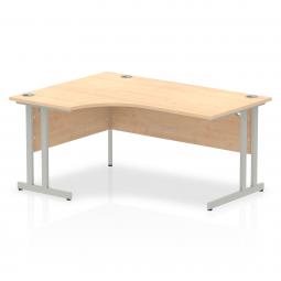 Dynamic Impulse 1600mm Left Crescent Desk Maple Top Silver Cantilever Leg I000365