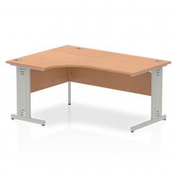 Dynamic Impulse 1600mm Left Crescent Desk Oak Top Silver Cable Managed Leg I000863