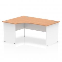 Dynamic Impulse 1600mm Left Crescent Desk Oak Top White Panel End Leg TT000029