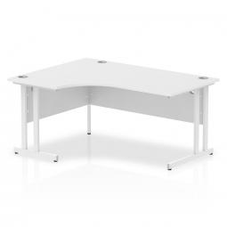 Impulse Contract Left Hand Crescent Radial Cantilever Desk W1600 x D1200 x H730mm White Finish/White Frame - I002392