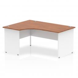 Dynamic Impulse 1600mm Left Crescent Desk Walnut Top White Panel End Leg TT000025