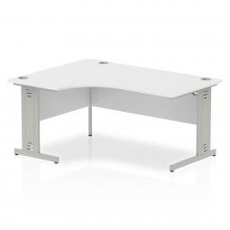 Dynamic Impulse 1600mm Left Crescent Desk White Top Silver Cable Managed Leg I000491