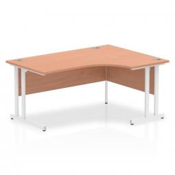 Impulse Contract Right Hand Crescent Cantilever Desk W1600 x D1200 x H730mm Beech Finish/White Frame - I001876