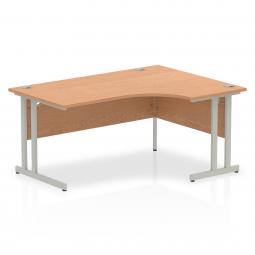 Impulse 1600mm Right Crescent Desk Oak Top Silver Cantilever Leg I000823