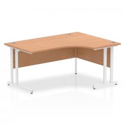 Impulse Contract Right Hand Crescent Cantilever Desk W1600 x D1200 x H730mm Oak Finish/White Frame - I002845