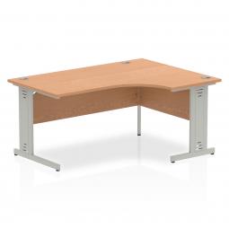 Dynamic Impulse 1600mm Right Crescent Desk Oak Top Silver Cable Managed Leg I000864