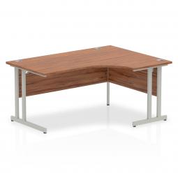 Dynamic Impulse 1600mm Right Crescent Desk Walnut Top Silver Cantilever Leg I000344