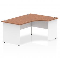 Dynamic Impulse 1600mm Right Crescent Desk Walnut Top White Panel End Leg TT000037