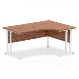 Impulse Contract Right Hand Crescent Cantilever Desk W1600 x D1200 x H730mm Walnut Finish/White Frame - I002135