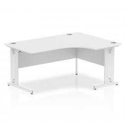 Impulse Contract Right Hand Crescent Cable Managed Leg Desk W1600 x D1200 x H730mm White Finish/White Frame - I002397