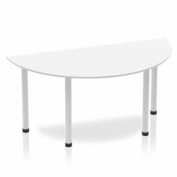 Dynamic Impulse 1600mm Semi Circle Table White Top Silver Post Leg BF00177