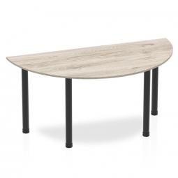 Dynamic Impulse 1600mm Semi Circle Table Grey Oak Top Black Post Leg BF00403