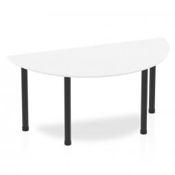 Dynamic Impulse 1600mm Semi Circle Table White Top Black Post Leg BF00389